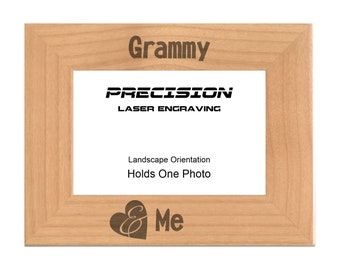 Gift for Grammy, Grammy and Me Heart Engraved Natural Wood Picture Frame 4x6 5x7 8x10 Mothers Day, Christmas Presents