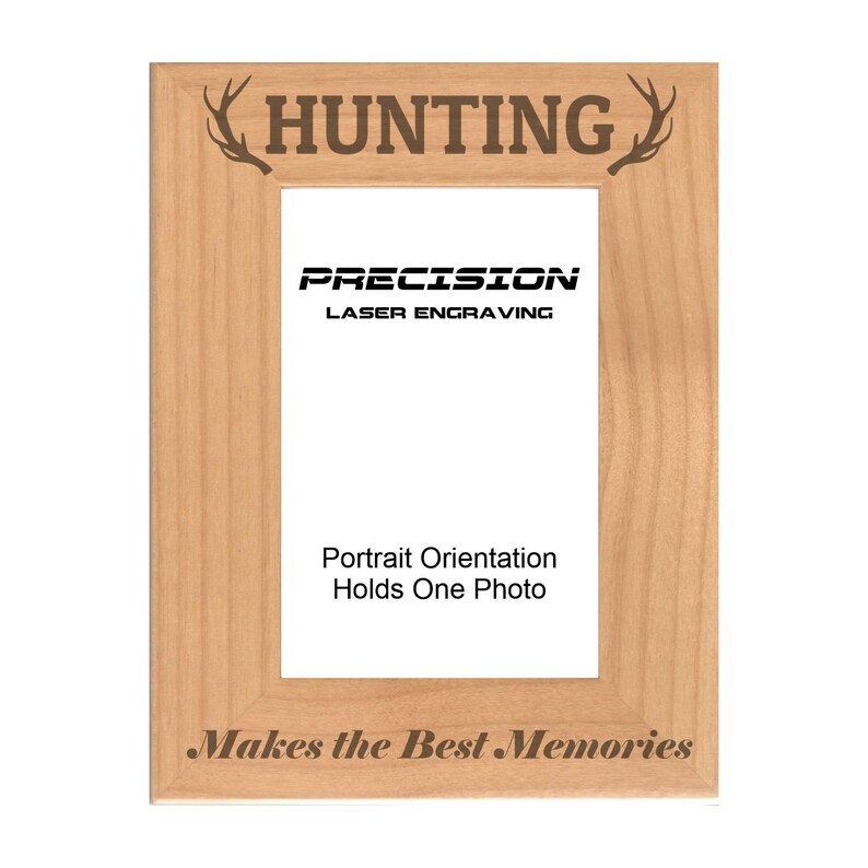 Hunting Frame Makes the Best Memories with Antlers Engraved Natural Wood Picture Frame 4x6 5x7 8x10, Sports, Outdoors image 3