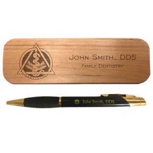 Personalized Dentistry Dentist Engraved Coated Brass Pen with Case - Custom Text - Student, Office Gift, Graduation Gift