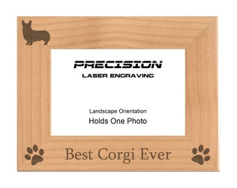 Pet Frames Best Corgi Ever Engraved Natural Wood Picture Frame, 4x6 5x7 8x10, Dog, Pet Owner Gift