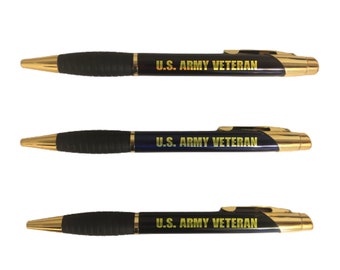 Military Gifts, US Army Veteran Engraved Coated Brass Pen, Veterans Day, Christmas Gift