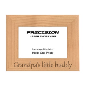 Grandpa Picture Frame, Grandpa&#39;s little buddy Engraved Natural Wood Photo Frame, 4x6 5x7 8x10