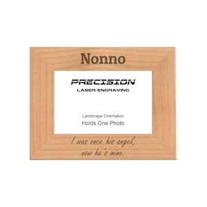 Nonno Remembrance Frame, I was once his angel now he's mine Engraved Natural Wood Memorial Picture Frame, 4x6 5x7 8x10