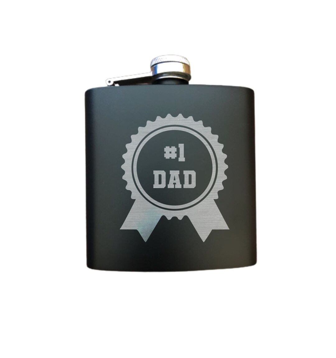 Dad Gift Flask, Number One Dad Ribbon Engraved 6oz Stainless Steel ...