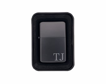 Personalized Brass Lighter with Case - Custom Engraved Initials - Gifts for Men Women, Metal Lighter
