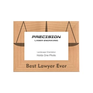 Lawyer Attorney Frames, Best Lawyer Ever with Scales of Justice Engraved Natural Wood Picture Frame, 4x6 5x7 8x10, Graduation Gifts
