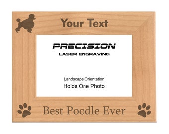 Personalized Pet Engraved Wood Picture Frame - Best Poodle Ever - 4x6 5x7 - Christmas Gift, Animals