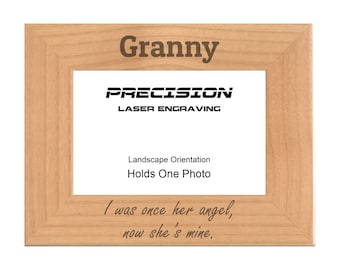 Granny Remembrance Frame I was once her angel now she's mine Engraved Natural Wood Memorial Picture Frame 4x6 5x7 8x10