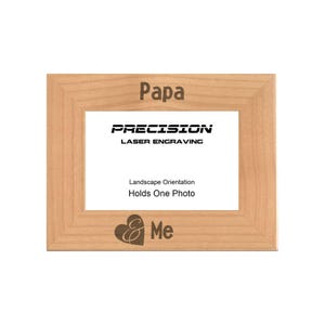 Papa and Me Heart Engraved Natural Wood Picture Frame 4x6 5x7 8x10