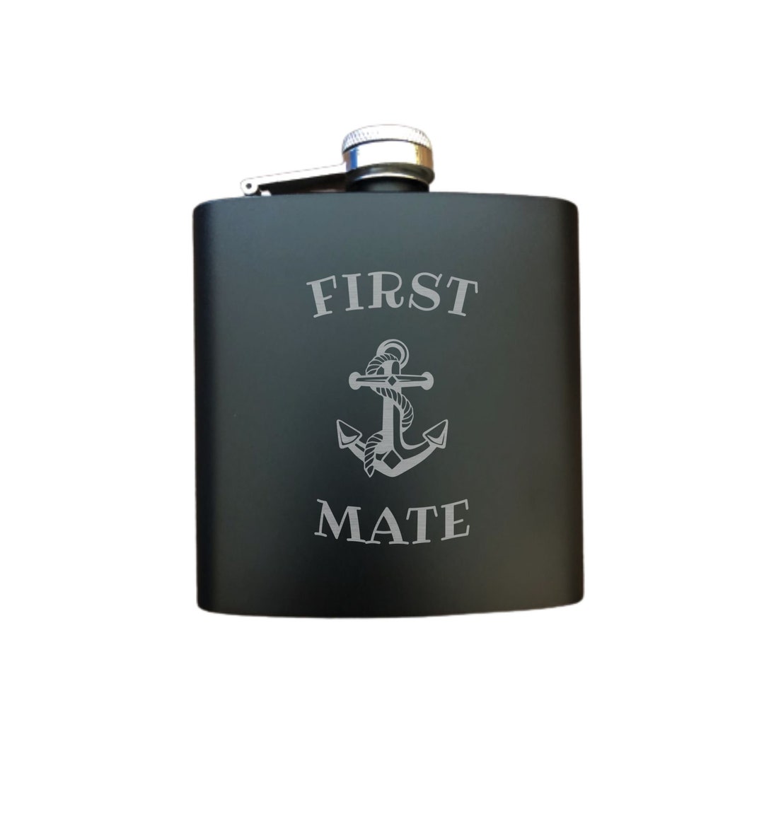 Boating Gifts First Mate With Anchor Engraved Steel Drinking Flask ...