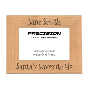 Personalized Santa&#39;s Favorite Ho Christmas Engraved Wood Picture Frame - 4x6 5x7, Christmas Gift