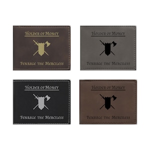 Personalized D&D Gifts, Engraved Leatherette Wallet Holder of Money Fighter Class Symbol, dnd, Dungeons Dragons, Nerdy Gift