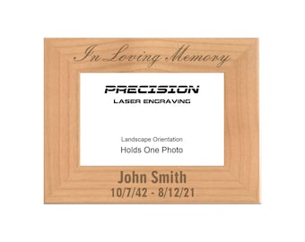 Remembrance Picture Frame, Personalized In Loving Memory Memorial Engraved Natural Wood Photo Frame, 4x6 5x7