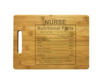 Tabla de cortar de madera grabada con información nutricional para enfermeras, regalo de agradecimiento