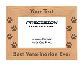 Personalized Vet Gift Engraved Wood Picture Frame - Best Veterinarian Ever - 4x6 5x7 - Pet Frame, Animal Lover, Animal Hospital