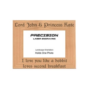 Personalized Nerdy Gift Engraved Wood Picture Frame - Love You Like a Hobbit Loves Second Breakfast - 4x6 or 5x7 - Christmas Gift