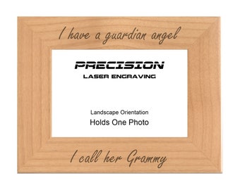 Grammy Remembrance I have a guardian angel I call her Grammy Engraved Natural Wood Picture Frame for Grandson Granddaughter 4x6 5x7 8x10