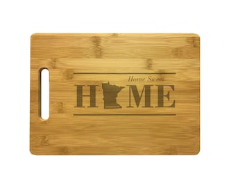 Engraved Minnesota Cutting Board, Home Sweet Home, Housewarming Gift