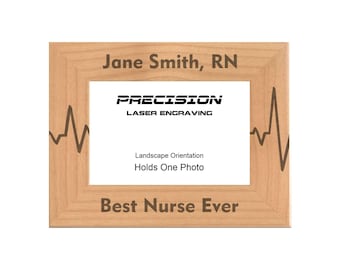 Marco de fotos de enfermera, personalizado, con latidos del corazón y grabado de madera natural, 4x6 5x7, regalo de graduación, regalo para enfermeras.