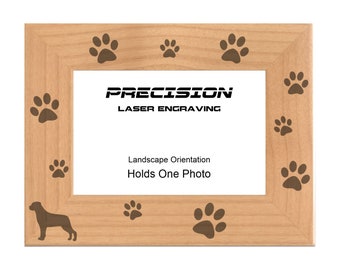 Pet Rottweiler Paw Prints Engraved Wood Picture Frame - 4x6 5x7 8x10 - Dog Owner Gift, Pet Memorial, Animal Frame