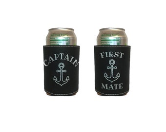 Funny Boating Gifts Captain First Mate Ship Happen Bundle 2 Pack Can Coolie Drink Coolers Coolies Waves