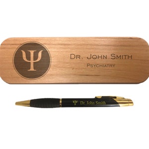 Psychiatrist Pens, Engraved Coated Brass Pen with Case and Custom Text, Psychology Student, Office, Graduation Gift