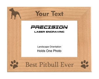 Pet Frame Personalized Best Pitbull Ever Engraved Wood Picture Frame - 4x6 5x7 - Dog Frame, Pet Owner Gift, Pitbull Gift