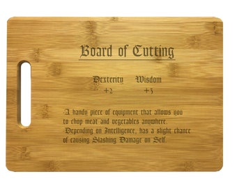 D&D Roleplaying Board of Cutting Engraved Cutting Board - Bamboo or Maple Wood - Nerd Gifts Roleplay Cosplay Gift Dungeons Dragons