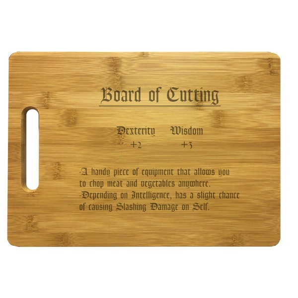 D&D Roleplaying Board of Cutting Engraved Cutting Board - Bamboo or Maple Wood - Nerd Gifts Roleplay Cosplay Gift Dungeons Dragons