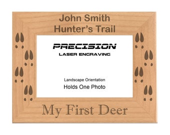 Personalized Hunting Frame My First Deer with Prints Engraved Natural Wood Picture Frame - Sports, Outdoors