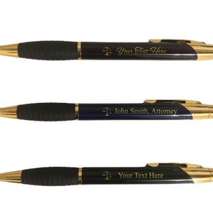 Personalized Lawyer Attorney Engraved Coated Brass Pen - Custom Text - Law gift, Law Student, Office Gift, Graduation Gift