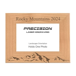 Personalized Mountain Range Engraved Wood Picture Frame - Custom Text - 4x6 5x7 - Mountains Photo Frame, Hiking, Nature, Outdoors Gift