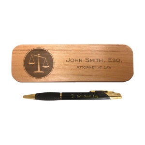 Personalized Lawyer Attorney Engraved Coated Brass Pen with Case - Custom Text - Law gift, Law Student, Office Gift, Graduation Gift