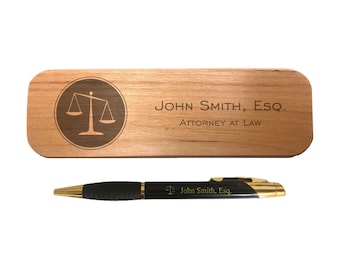 Personalized Lawyer Attorney Engraved Coated Brass Pen with Case - Custom Text - Law gift, Law Student, Office Gift, Graduation Gift