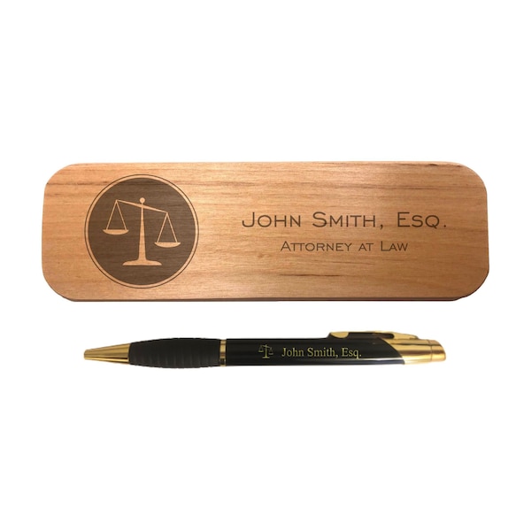 Personalized Lawyer Attorney Engraved Coated Brass Pen with Case - Custom Text - Law gift, Law Student, Office Gift, Graduation Gift