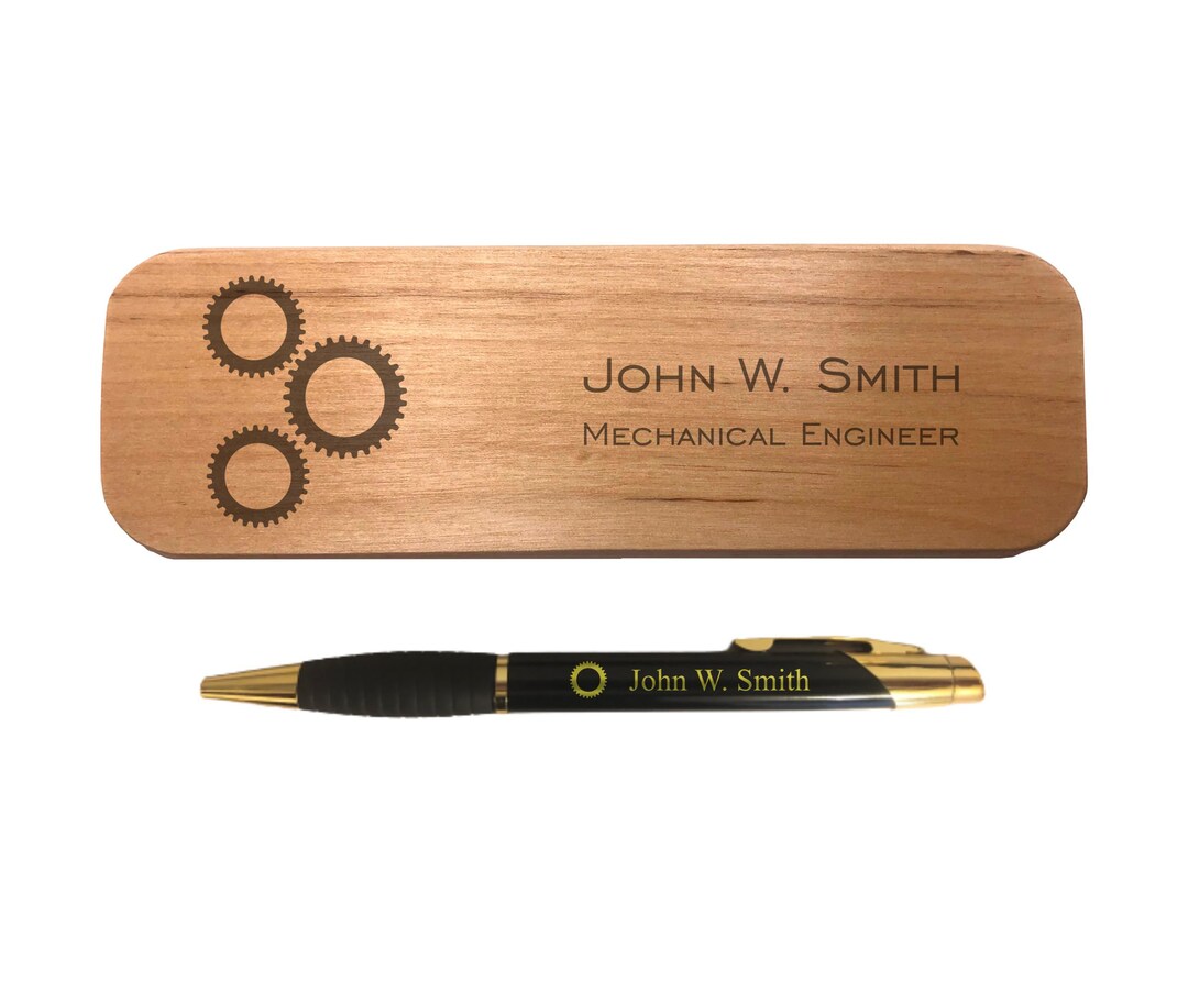 Personalized Engineer Engraved Coated Brass Pen With Case - Custom Text ...