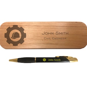 Personalized Civil Engineer Engraved Coated Brass Pen with Case and Custom Text, Office, Graduation Gifts