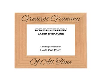Grammy Picture Frame, Greatest Grammy of All Time Engraved Natural Wood Photo Frame, 4x6 5x7 8x10, Mothers Day Gifts for Grandma