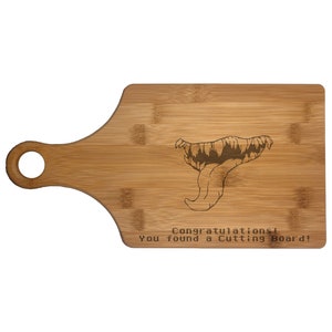 D&D Gifts, Mimic Mouth Congratulations You Found a Cutting Board Engraved Natural Wood Paddle Shaped Cutting Board, Dungeons Dragons