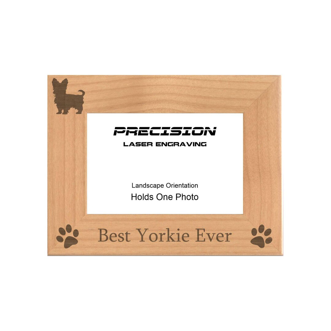Engraved Alder Wood Yorkie Picture Frame, Laser Engraved Pet Photo ...