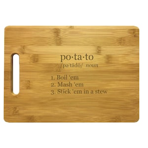 Nerdy Gifts, Potato Definition Engraved Natural Wood Cutting Board, Bamboo or Maple, Cooking Gift, Chef Kitchen Decor