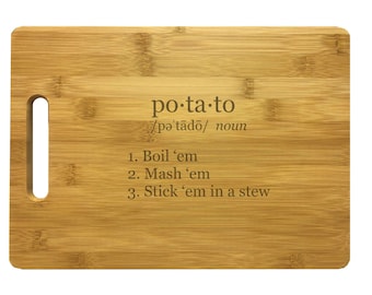 Nerdy Gifts Potato Definition Engraved Cutting Board - Bamboo or Maple - Cooking Gift, Chef
