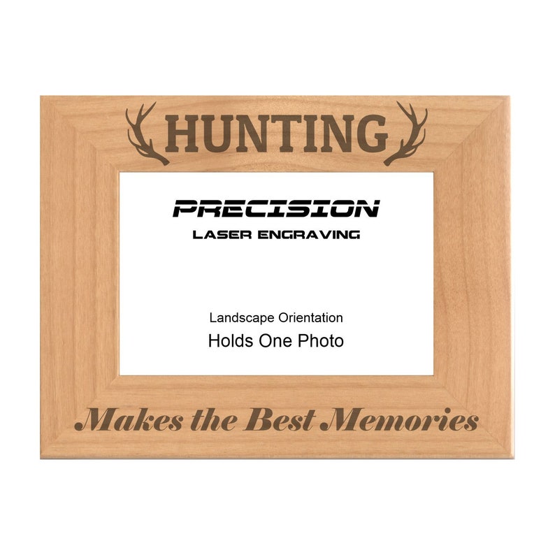 Hunting Frame Makes the Best Memories with Antlers Engraved Natural Wood Picture Frame 4x6 5x7 8x10, Sports, Outdoors image 1