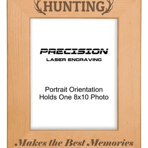 Hunting Frame Makes the Best Memories with Antlers Engraved Natural Wood Picture Frame 4x6 5x7 8x10, Sports, Outdoors 8x10 Portrait