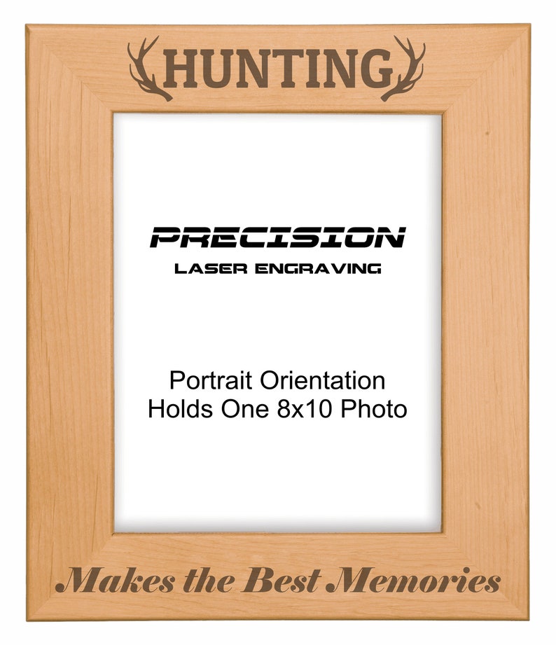 Hunting Frame Makes the Best Memories with Antlers Engraved Natural Wood Picture Frame 4x6 5x7 8x10, Sports, Outdoors 8x10 Portrait