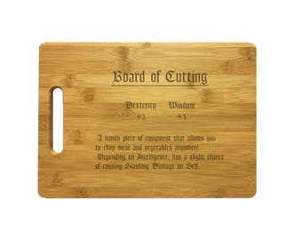 D&D Roleplaying Board of Cutting Engraved Cutting Board - Bamboo or Maple Wood - Nerd Gifts Roleplay Cosplay Gift Dungeons Dragons