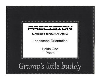 Gramp Picture Frame, Gramp's little buddy Engraved Leatherette Photo Frame, 4x6 5x7, Fathers Day Gift for Grandpa, Christmas
