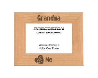 Grandma Picture Frame, Grandma and Me Heart Engraved Natural Wood Photo Frame, 4x6 5x7 8x10, Mothers Day Gifts
