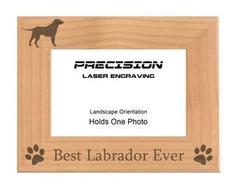 Pet Frames Best Labrador Ever Engraved Natural Wood Picture Frame, 4x6 5x7 8x10, Dog, Pet Owner Gift