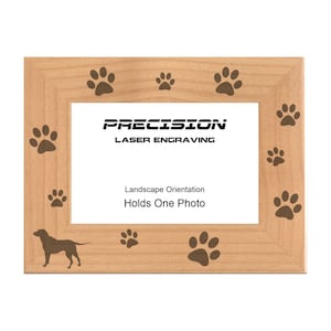 Pet Picture Frames, Labrador Paw Prints Engraved Wood Photo Frame, 4x6 5x7 8x10, Dog Owner Gifts
